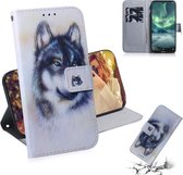 Voor Nokia 7.2 Gekleurde Tekening Patroon Horizontale Flip PU Lederen Case met Houder & Kaartsleuven & Portemonnee (Witte Wolf)