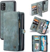 Voor Galaxy A71 4G CaseMe-008 Afneembare Multifunctionele Horizontale Flip Leren Case met Kaartsleuf & Houder & Rits Portemonnee & Fotolijst (Blauw)