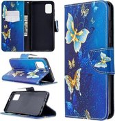 Voor Samsung Galaxy A31 Gekleurde Tekening Patroon Horizontale Flip Leren Case met Houder & Kaartsleuven & Portemonnee (Gouden Vlinder)