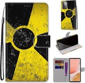 Voor Samsung Galaxy A72 5G Gekleurde Tekening Cross Textuur Horizontale Flip PU Lederen Case met Houder & Kaartsleuven & Portemonnee & Lanyard (Geel Zwart Logo)