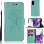 Voor Galaxy S20 Windgong Uil Embossing Patroon Horizontale Flip Leren Case met Houder & Kaartsleuven & Portemonnee (Groen)