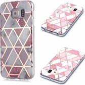 Voor Galaxy S6 Plating Marble Pattern Soft TPU beschermhoes (roze)