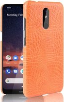 Schokbestendige krokodiltextuur pc + PU-hoes voor Nokia 3.2 (oranje)