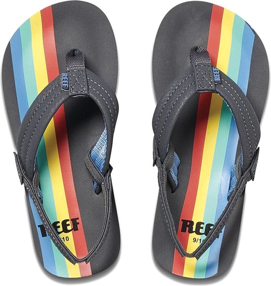Reef Slippers - Maat 28/29 - Unisex - donker grijs/rood/geel/licht  blauw/blauw | bol.com