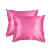 Beauty Pillow® - Satijnen Kussenslopen - Voordeelset - Duo Pack - 60x70 cm - Pink