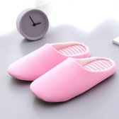 Indoor gestreepte zachte bodem Home antislip katoenen pantoffels, maat: 36-37 (roze)