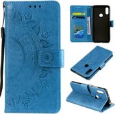 Voor Huawei Honor 20 Lite Totem Bloem Reliëf Horizontale Flip TPU + PU Leather Case met Houder & Kaartsleuven & Portemonnee (Blauw)