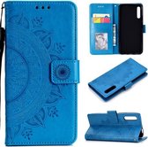 Voor Huawei Honor 9X Totem Bloem Reliëf Horizontale Flip TPU + PU Leather Case met Houder & Kaartsleuven & Portemonnee (Blauw)