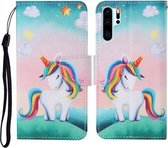 Voor Huawei P30 Pro Gekleurde Tekening Patroon Horizontale Flip Leren Case met Houder & Kaartsleuven & Portemonnee & Lanyard (Regenboog Eenhoorn)