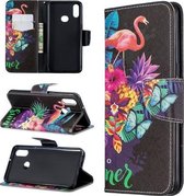 Voor Galaxy A10s Patroon Gekleurde Tekening Horizontale Leren Flip Case met Houder & Kaartsleuven & Portemonnee (Flamingo)