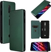 Voor ZTE nubia Red Magic 6/6 Pro Carbon Fiber Texture Magnetische Horizontale Flip TPU + PC + PU Leather Case met Card Slot (Groen)