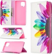 Voor Samsung Galaxy A42 5G Gekleurde Tekening Patroon Onzichtbare Magnetische Horizontale Flip PU Lederen Case met Houder & Kaartsleuven & Portemonnee (Zonnebloem)