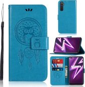 Voor OPPO Realme 6 Pro Windgong Uil Embossing Patroon Horizontale Flip lederen tas, met houder & kaartsleuven & portemonnee (blauw)