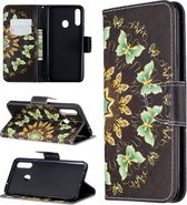 Voor Galaxy A20s Patroon Gekleurde Tekening Horizontale Flip Leren Case met Houder & Kaartsleuven & Portemonnee (Halve Cirkel Vlinder)