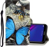 Voor Huawei Y5 2019 3D Gekleurde Tekening Horizontale Flip PU Lederen Case met Houder & Kaartsleuven & Portemonnee (EEN Vlinder)