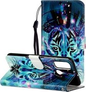 Voor Huawei P Smart 2020 Olie Reliëf Gekleurde Tekening Patroon Horizontale Flip PU Lederen Case met Houder & Kaartsleuven & Portemonnee (Wolf)