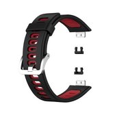 Voor Huawei Watch Fit Tweekleurige siliconen vervangende band Horlogeband (zwart + rood)