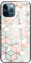 Marmer gehard glas achterkant TPU grenshoes voor iPhone 12 Pro Max (HCBL-15)