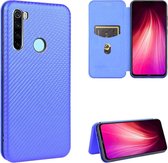 Voor Xiaomi Redmi Note 8T Koolstofvezel Textuur Magnetische Horizontale Flip TPU + PC + PU lederen tas met kaartsleuf (blauw)