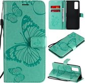 Voor Huawei Honor 30 3D Vlinders Embossing Patroon Horizontale Flip Leren Case met Houder & Kaartsleuf & Portemonnee (Groen)
