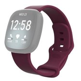 Voor Fitbit Versa 3 / Sense siliconen vervangende horlogeband, maat: L (paars rood)