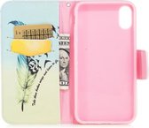 Voor Huawei Y7 2017 / Y7 Prime Gekleurde Tekening Patroon Horizontale Flip Lederen Case met Houder & Kaartsleuven & Portemonnee (Veer Vogel)