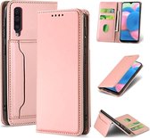 Voor Samsung Galaxy A30s Sterk magnetisme Vloeibaar gevoel Horizontale flip lederen tas met houder & kaartsleuven en portemonnee (rose goud)