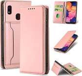 Voor Samsung Galaxy A10e Sterk magnetisme Vloeibaar gevoel Horizontale flip lederen tas met houder & kaartsleuven en portemonnee (rose goud)