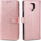 Voor Xiaomi Redmi Note 9 Pro Totem Bloem Reliëf Horizontale Flip TPU + PU Lederen Case met Houder & Kaartsleuven & Portemonnee (Rose Goud)