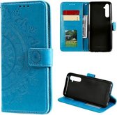 Voor OPPO Realme 6 Pro Totem Bloem Reliëf Horizontale Flip TPU + PU lederen tas met houder & kaartsleuven & portemonnee (blauw)