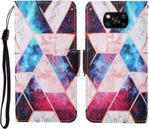 Voor Xiaomi Poco X3 NFC Gekleurde Tekening Patroon Horizontale Flip Leren Case met Houder & Kaartsleuven & Portemonnee & Lanyard (Starry Marble)