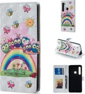 Owl Family Pattern horizontale flip lederen hoes voor Galaxy A9 (2018), met houder en kaartsleuven en fotolijst en portemonnee