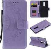 Voor Xiaomi Redmi K20 / K20 Pro Totem Bloem Reliëf Horizontale Flip TPU + PU lederen tas met houder & kaartsleuven & portemonnee (paars)