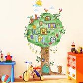 Handgeschilderde kleur dier grote boom paradijs woondecoratie muursticker