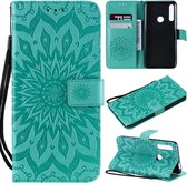 Geperst Printing Sunflower Pattern Horizontal Flip PU Leather Case voor Huawei P Smart Z / Y9 Prime (2019), met houder & kaartsleuven & portemonnee & lanyard (groen)