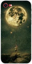 Schokbestendig geverfd transparant TPU-beschermhoesje voor iPhone SE 2020 (Pull the Moon)