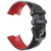 Voor Fitbit Charge 3/4 universele tweekleurige siliconen vervangende band horlogeband (zwart rood)