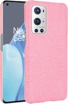 Voor OnePlus 9 Pro schokbestendig krokodiltextuur pc + PU-hoesje (roze)