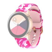 Voor Samsung Galaxy Watch 42 mm siliconen print vervangende band horlogeband (roze camouflage)