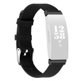 Voor Fitbit Inspire HR nylon canvas riem metalen connector Maat: groot formaat (zwart)