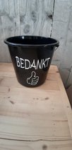 Emmer - Tekst - 5 liter - Bedankt met Duim - Zwart - Kado - Gift