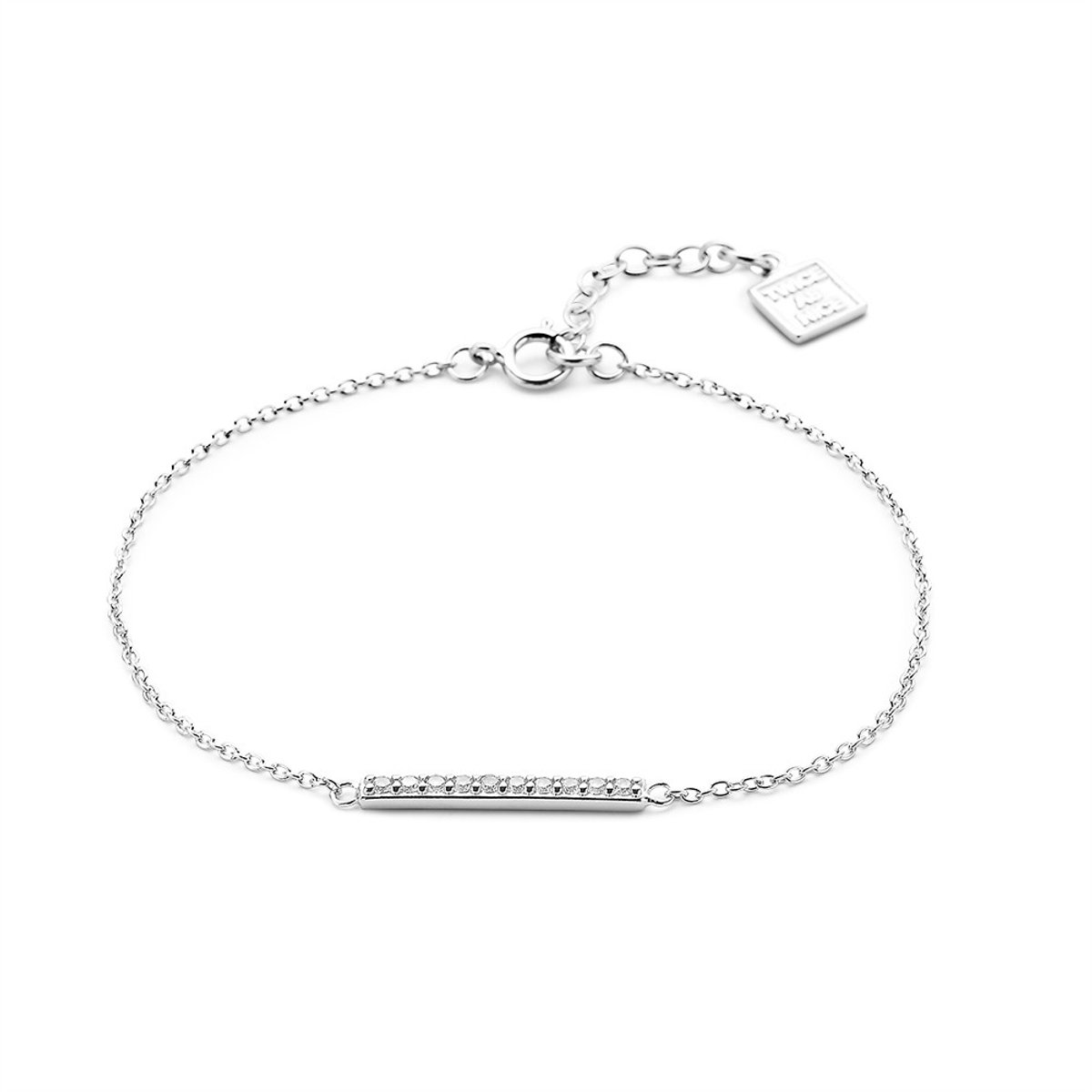 Twice As Nice Armband in zilver, staafje, zirkonia 16cm+2cm