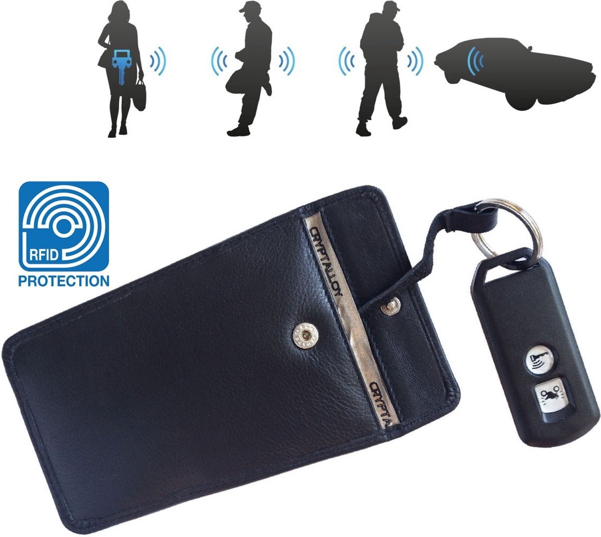 Porte clé en cuir avec puce RFID sans contact