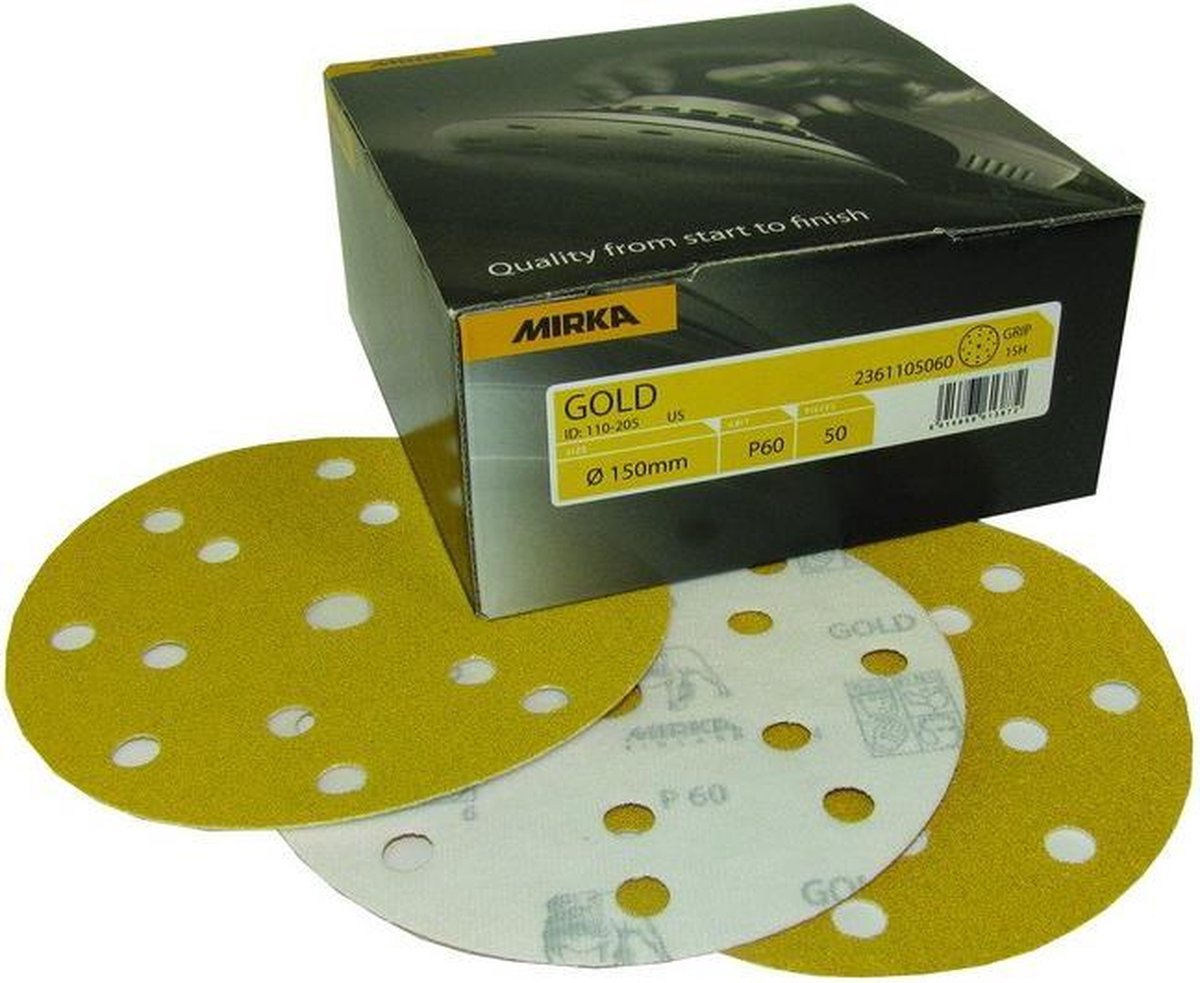 MIRKA Gold Schuurschijven 150mm met 15 gaten - P120