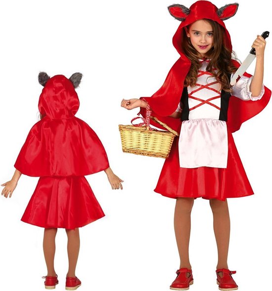 Fiestas Guirca - Wolf Riding Hood meisje (7-9 jaar) - Carnaval Kostuum voor kinderen - Carnaval - Halloween kostuum meisjes - Fiestas Guirca