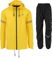 agu Original Regenpak Uniseks Waterdicht - Zwart Geel - Waterkolom 5.000 mm - Jas en broek - Inclusief opbergtasje