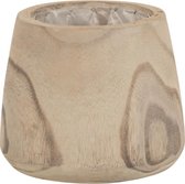 J-Line Bloempot Paulownia Hout+Plastiek White Wash Small Set van 2 stuks
