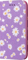 Xiaomi Redmi 9 Hoesje - Mobigear - Design Serie - Kunstlederen Bookcase - Daisies Purple - Hoesje Geschikt Voor Xiaomi Redmi 9