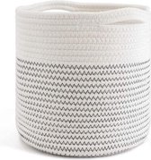 Handgeweven Bloempot - 20cm - White Black Line