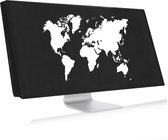 kwmobile hoes geschikt voor 34-35" Monitor - beschermhoes voor beeldscherm - Wereldkaart design - wit / zwart